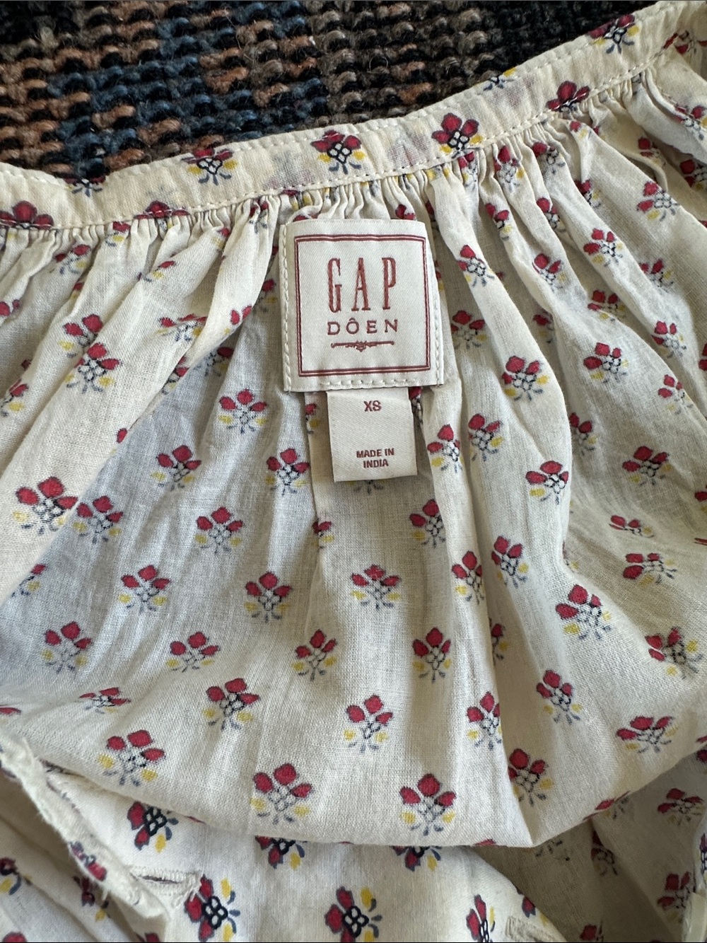 DÔEN x GAP Cream Floral Short Sleeve Blouse, Size XS - Picture 7 of 8